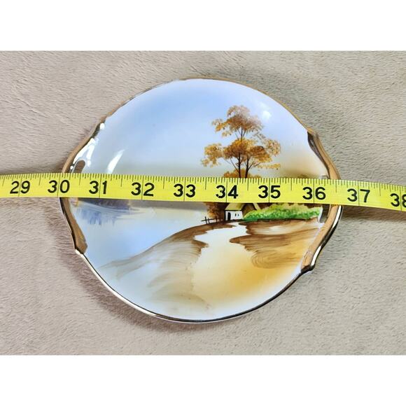 Nippon Bowl w/ Handle Cottage Landscape 7" Gold Trim 1891 - 1921 Hand Painted - Picture 13 of 13